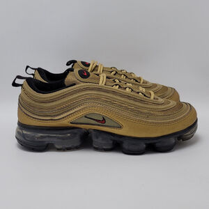 Kids Nike Air Vapormax 97 Metallic Gold, Varsity Red-Black- AQ2657-700 Size 6.5Y